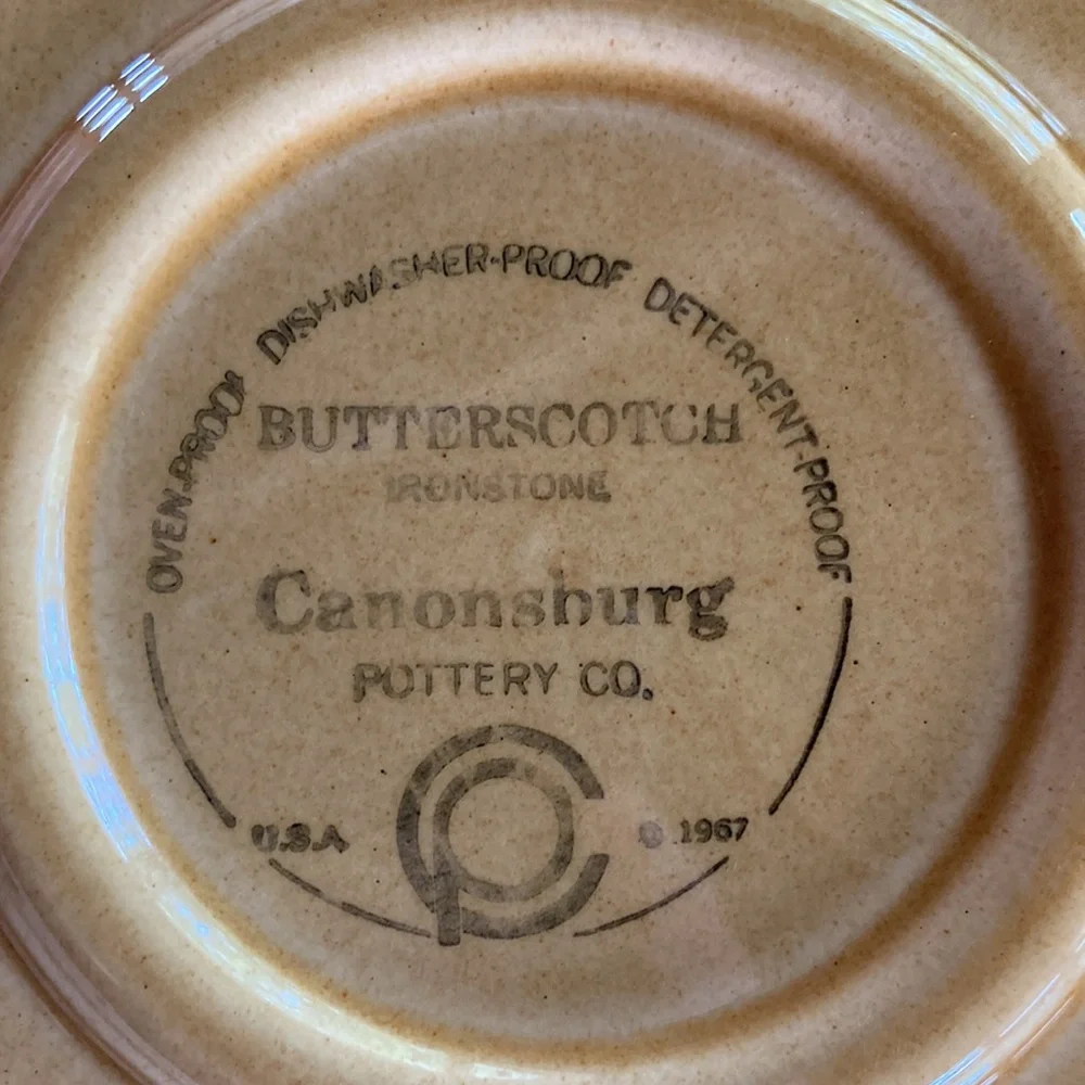 MCM 1960s Vintage Butterscotch Ironstone 11.5” Plate by Canonsburg Pottery Co. - Picture 4 of 8
